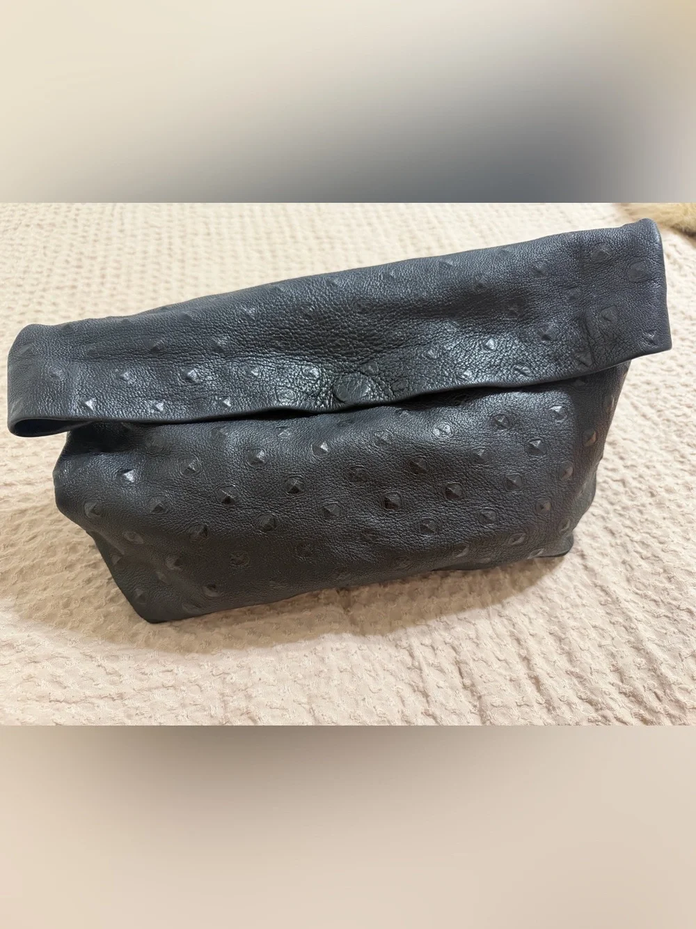 Marie Turnor Pyramid Lunch Clutch Ostrich leather